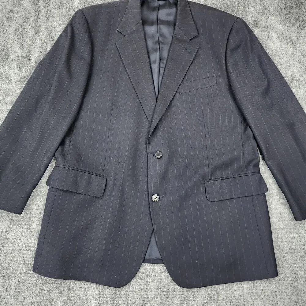 Brooks Brothers Blazer Mens 45 Reg Black Pinstripe Wool Cashmere Italy Sport